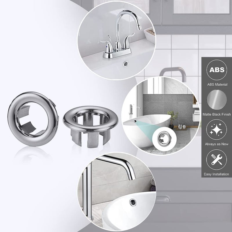SKYPIA 3x Bathroom Kitchen Sink Hole Round Overflow Cover Basin Tidy Insert Spares (Single) - Image 5